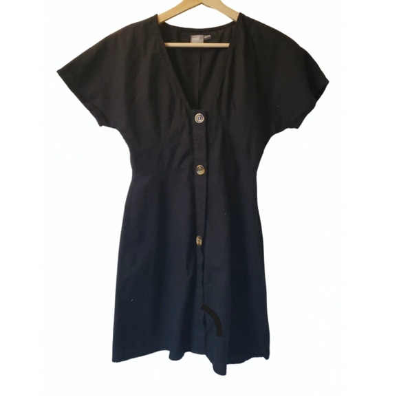 Asos Design black button through mini skater dress - Picture 3 of 3